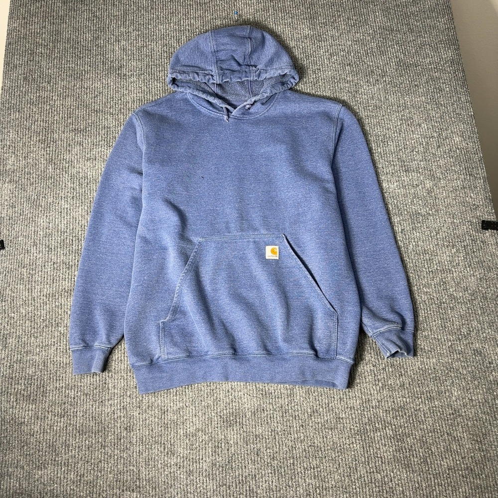Carhartt Hoodie Mens L Blue Original Fit K288 Sleeve Logo Pullover Sweatshirt